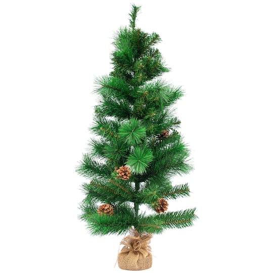Northlight 39" Pre-Lit Mixed Pine & Pinecones Artificial Christmas Tree in Jute Base